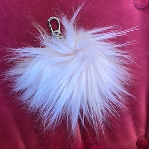Chic pale blush coulor fur pom pom keychain.